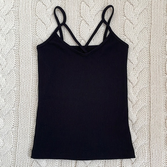 (Free When Bundled) Crisscross Spaghetti Strap Black Camisole - Picture 1 of 5